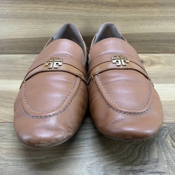 Tory Burch Moc Toe Loafers Flats Womens 7.5 M Royal Tan Leather - Picture 4 of 12